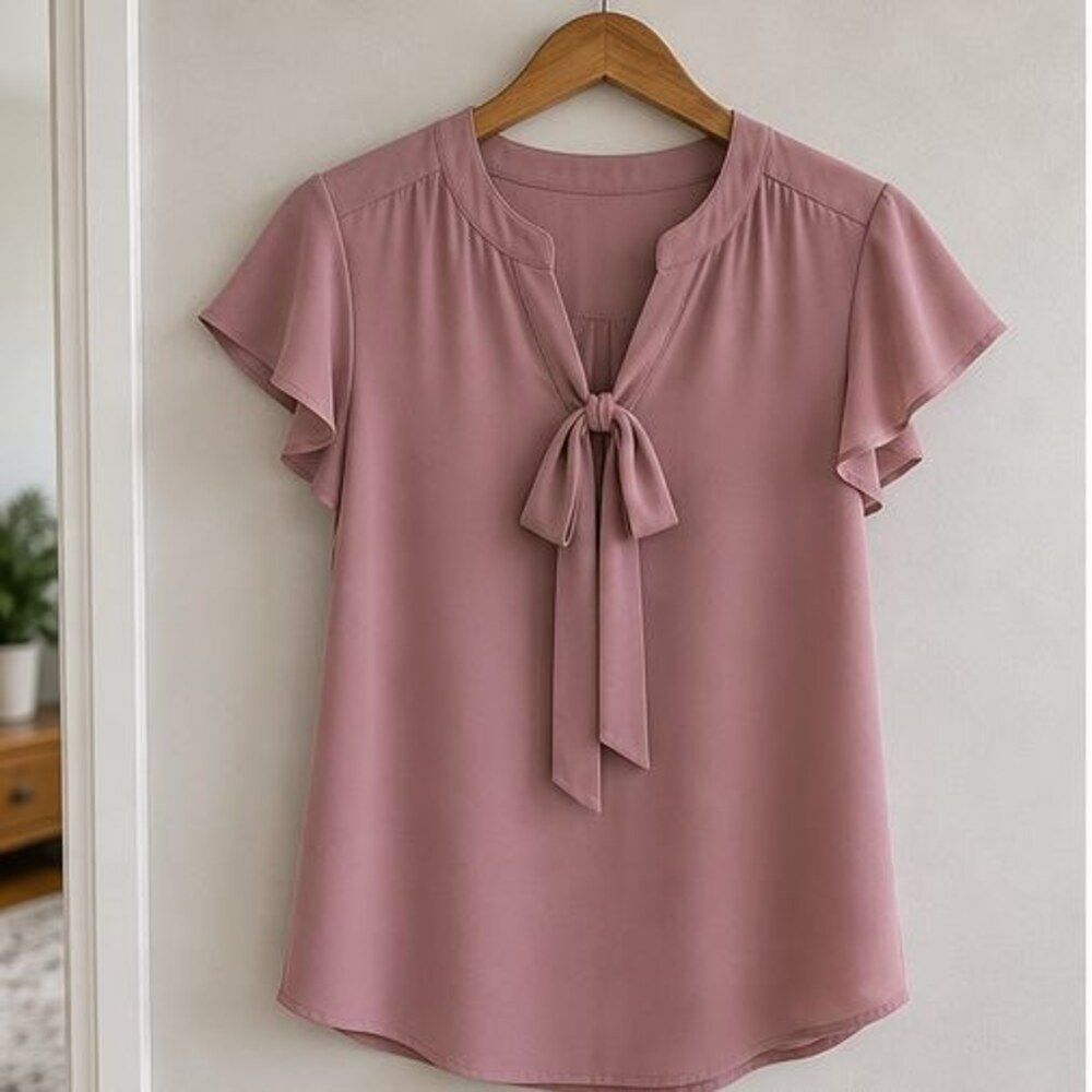 Mauve Tie Neck Blouse
